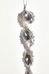 Glass Icicle Ornament 7.5 Inch Silver Christmas Tree Decoration