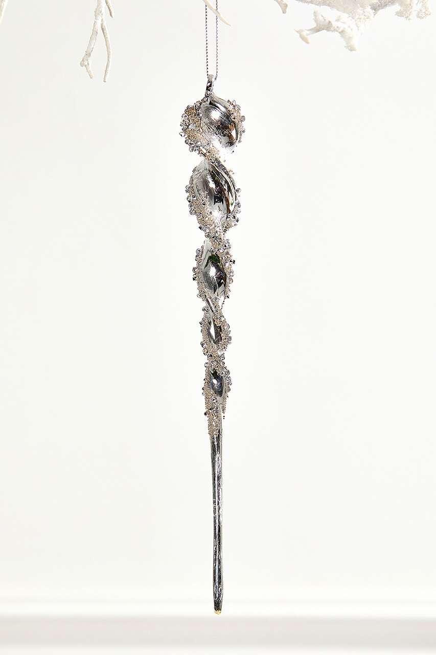 10 Inch Glass Icicle Ornament