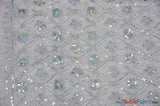 Coco Star Sheer Embroidery Fabric - Champagne, Gold, Silver Star Sequins, Double Scallop Lace, 52" Width