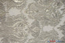 Medallion Bridal Lace Polyester Fabric - Sequins Damask Embroidery, Sheer White, 52" Width (1 Yard)