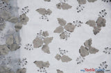 Applique Organza Polyester Fabric - Sheer Leaf Applique, Double Scallop Edge, 50/52" Wide (1 Yard)