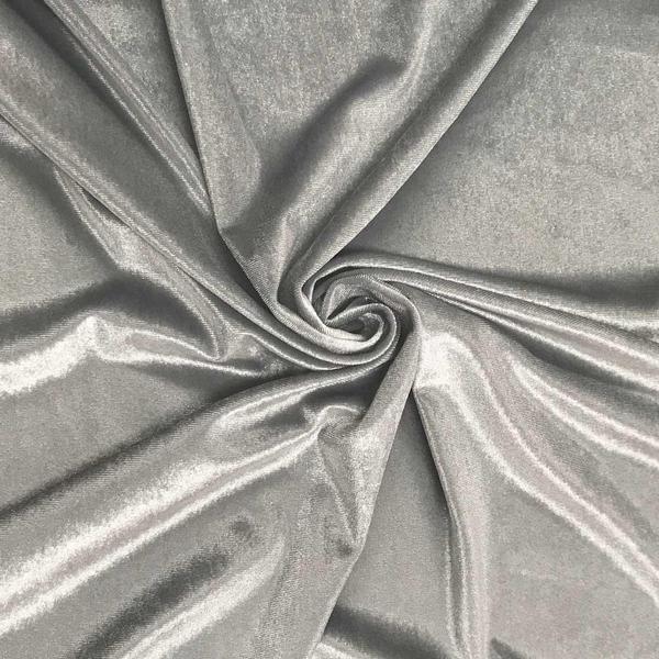 Silver Velvet Stretch Fabric,