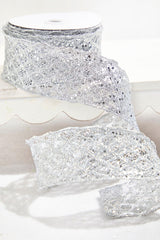 2.5" x 10 Yard Silver Wired Ribbon