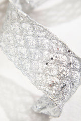2.5" x 10 Yard Silver Wired Ribbon