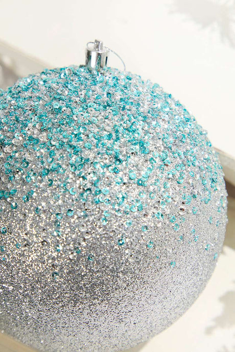 6" Glitter Hanger Ball - Silver