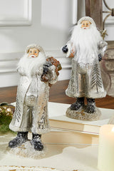 Small Resin Silver Snow Santa Figurine