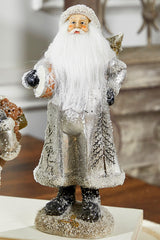 Small Resin Silver Snow Santa Figurine