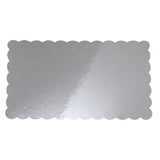 Silver Scalloped Log Cake Boards, 11.75" x 6.5" - Pack of 5