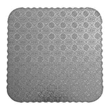 O'Creme Silver Scalloped Square Corrugated Cake Board, 14", Pack of 10