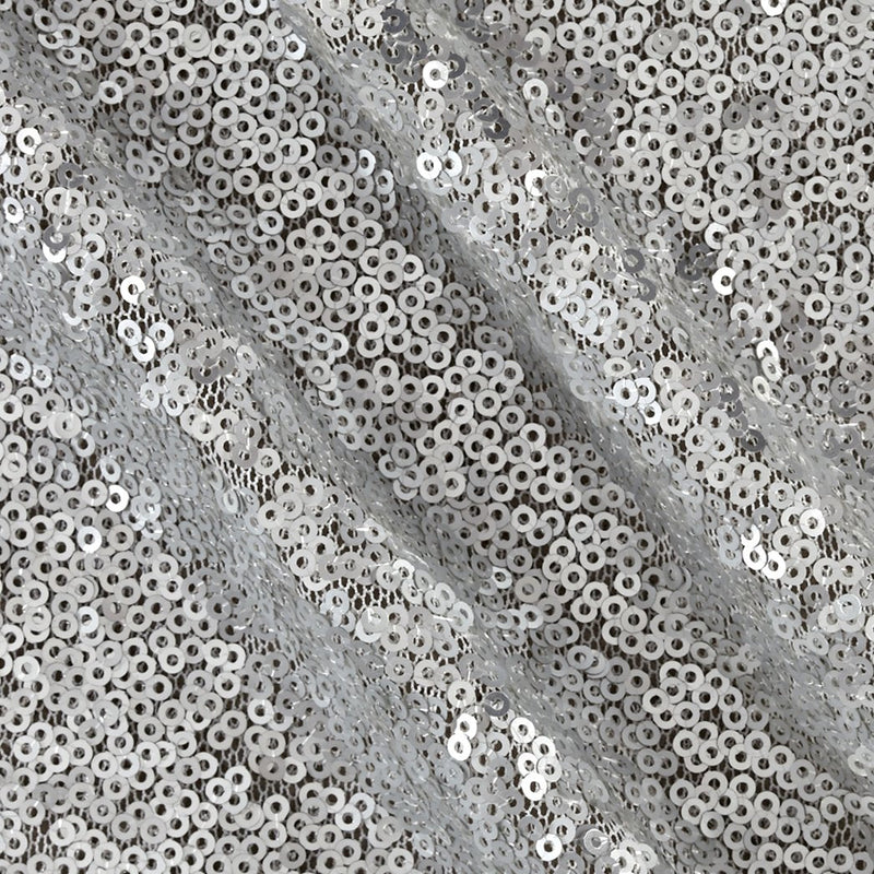 Silver Mini Glitz Sequin Mesh Fabric,