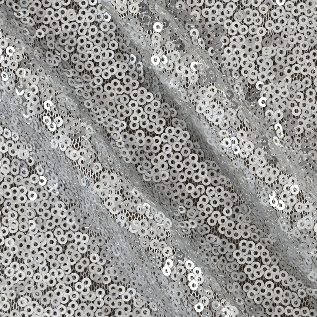 Silver Mini Glitz Sequin Mesh Fabric,