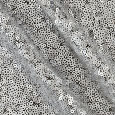 Silver Mini Glitz Sequin Mesh Fabric,