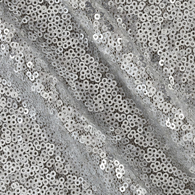 Silver Mini Glitz Sequin Mesh Fabric,