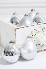 6ct Drop Bright Silver & Silver Stars Ornament Set