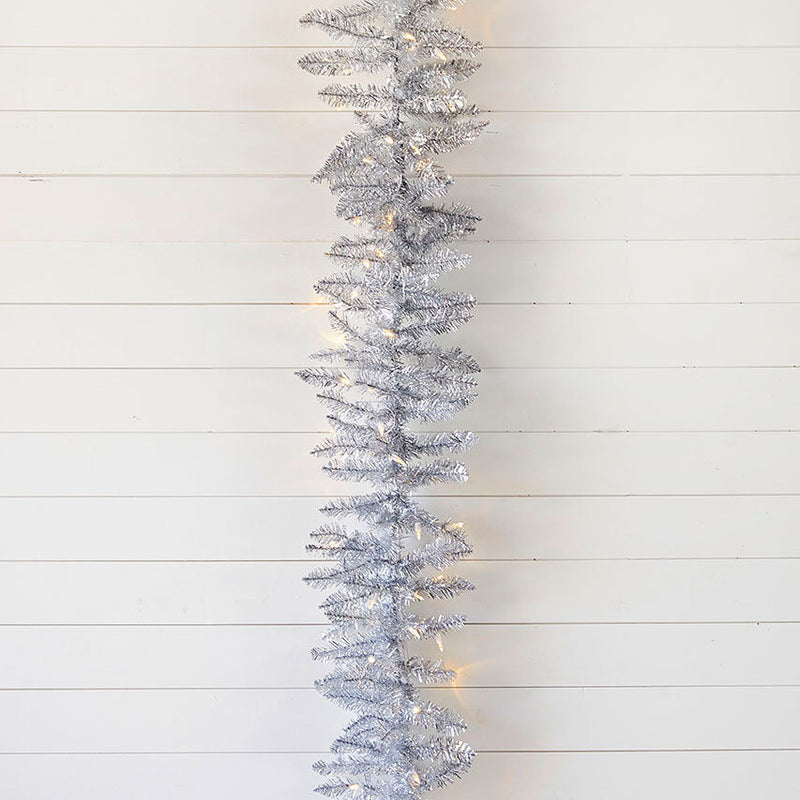 6 Foot LED Silverado Garland Clear Light Silver Christmas Holiday Decor