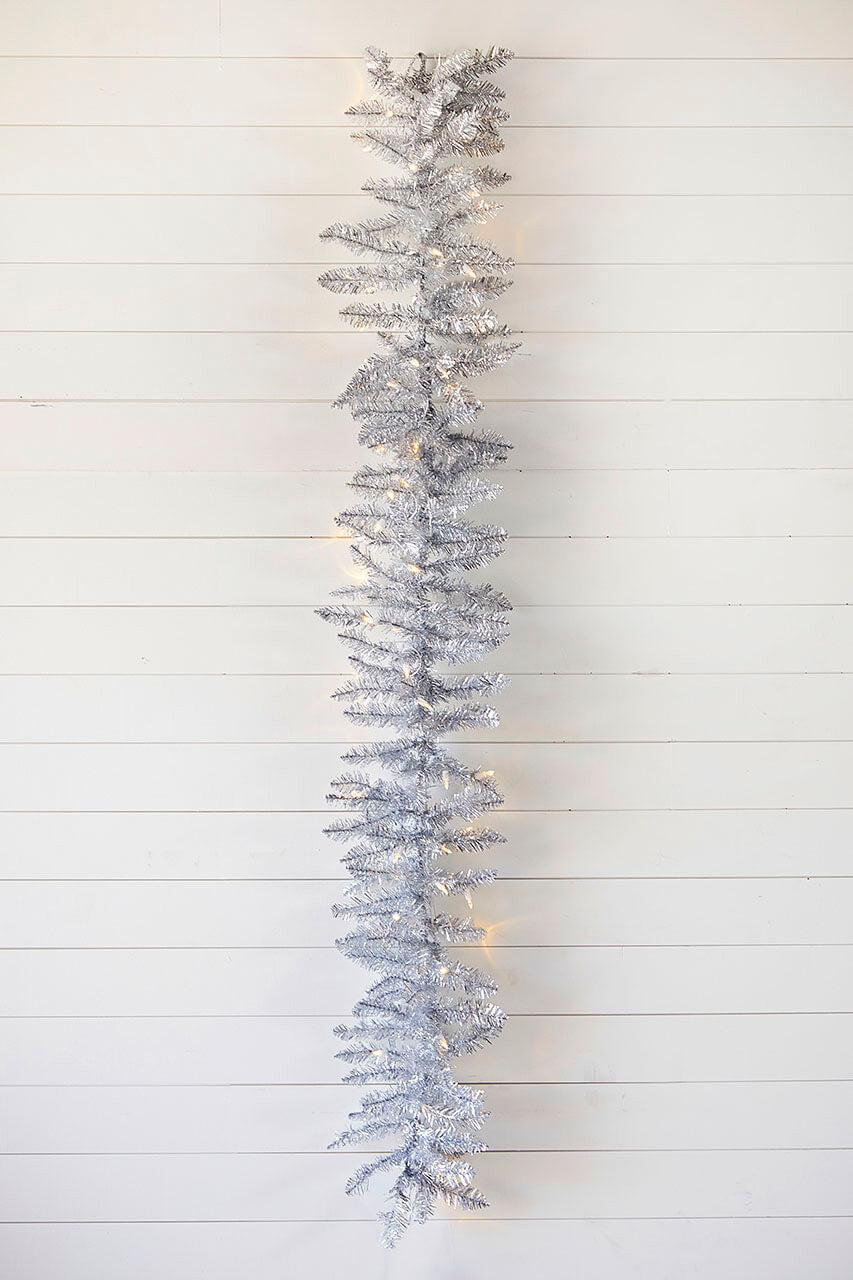6 Foot LED Silverado Garland Clear Light Silver Christmas Holiday Decor