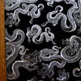 Swim Knit Silver Chinese Dragons on Black