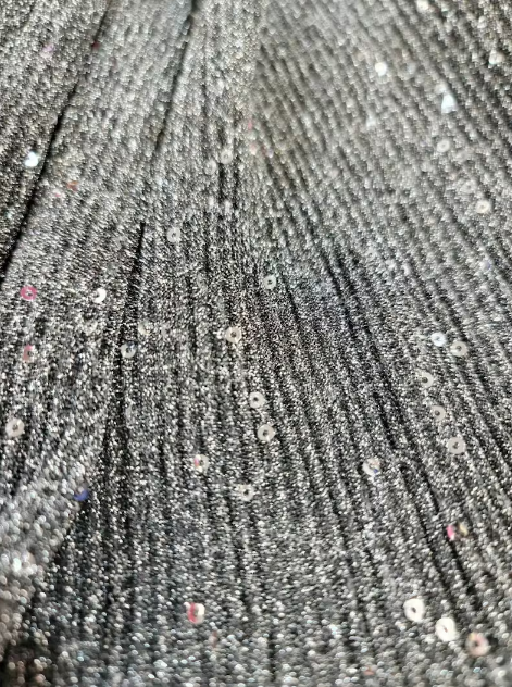 Gray Stretch Pleated Sequin Fabric