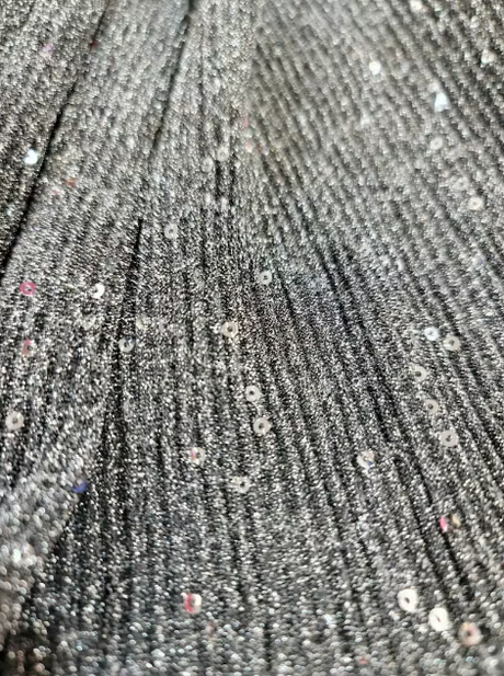 Gray Stretch Pleated Sequin Fabric