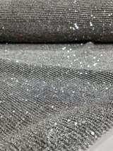 Gray Stretch Pleated Sequin Fabric