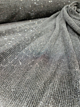 Gray Stretch Pleated Sequin Fabric