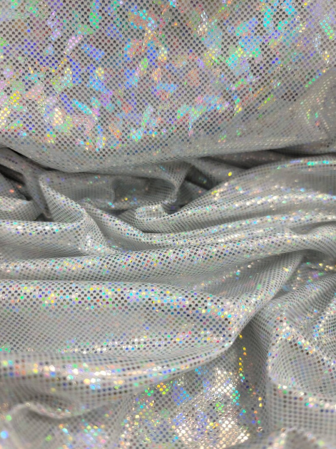 Stretch Spandex Foil Fabric Iridescent Silver