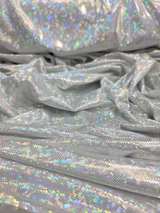 Stretch Spandex Foil Fabric Iridescent Silver