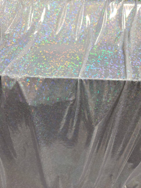 Stretch Spandex Foil Fabric Iridescent Silver