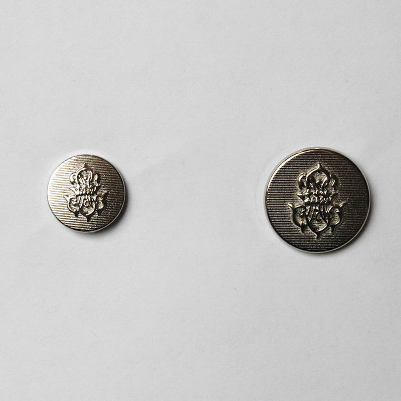 Silver Crown Shield Metal Buttons - Silver Crown Shield Metal Fabric