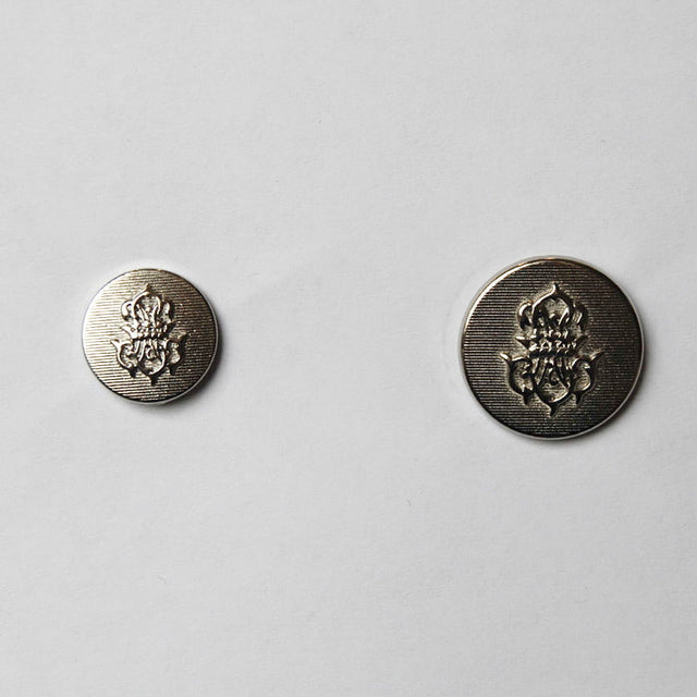 Silver Crown Shield Metal Buttons - Silver Crown Shield Metal Fabric