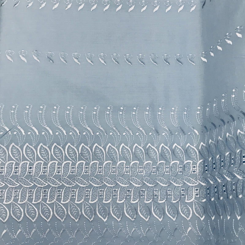 Single Border Eyelet Polyester Cotton Fabric - Baby Blue Eyelet Border, 43/44" Width (1 Yard)