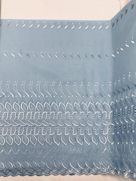 Single Border Eyelet Polyester Cotton Fabric - Baby Blue Eyelet Border, 43/44" Width (1 Yard)