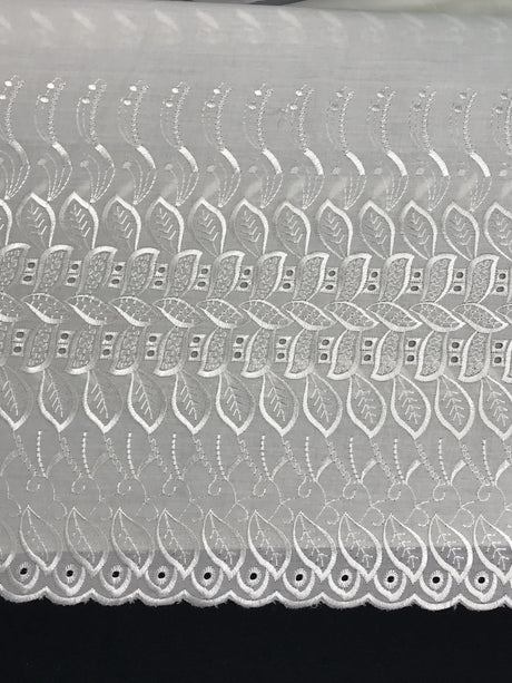 Single Border Eyelet Polyester Cotton Fabric - Ivory Embroidered Eyelet, 43/44" Width (1 Yard)