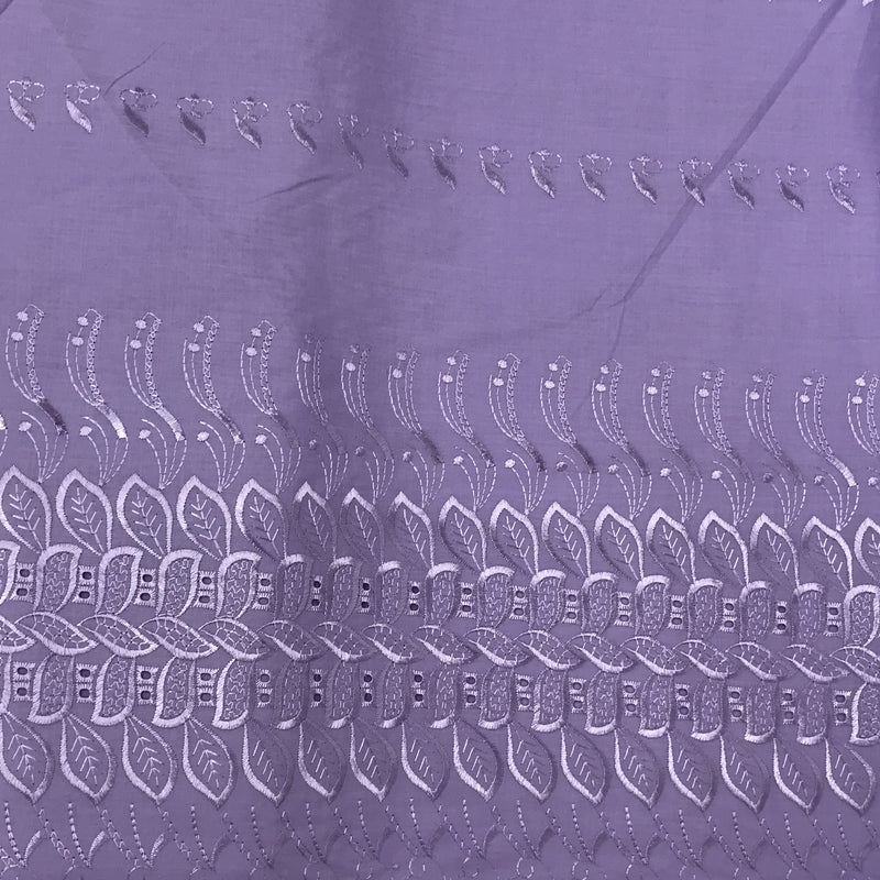 Single Border Eyelet Polyester Cotton Fabric - Lavender Embroidered Eyelet, 43/44" Width (1 Yard)