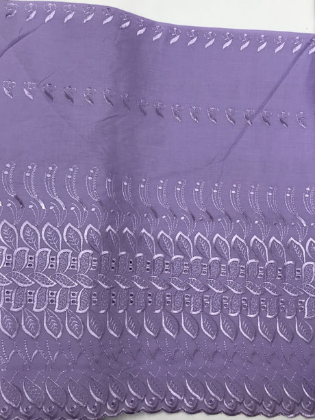 Single Border Eyelet Polyester Cotton Fabric - Lavender Embroidered Eyelet, 43/44" Width (1 Yard)