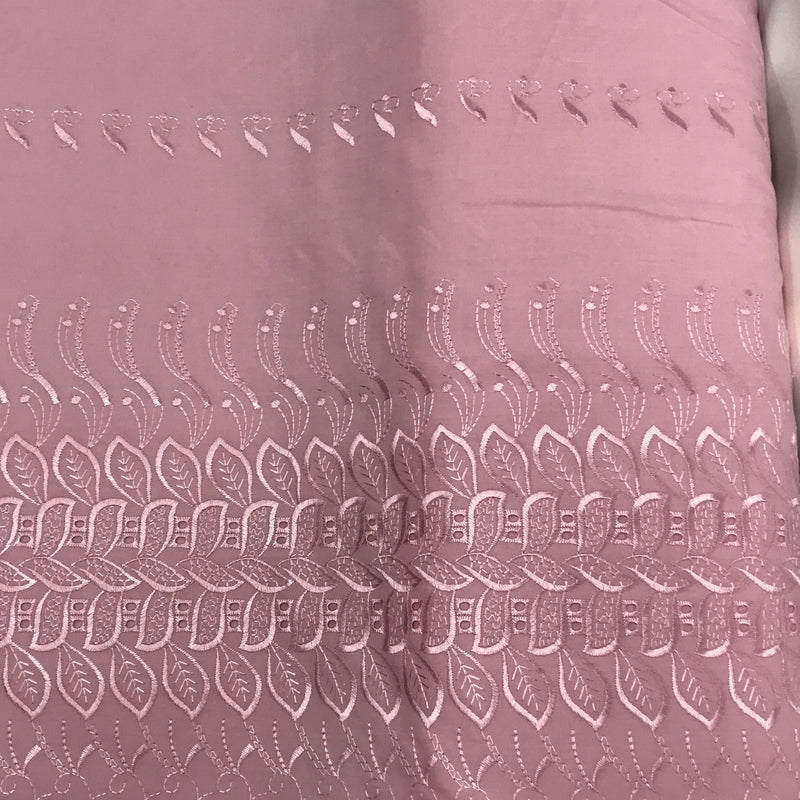 Single Border Eyelet Pink Polyester Cotton Fabric - Pink Eyelet Border, 43/44" Width (1 Yard)