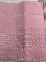 Single Border Eyelet Pink Polyester Cotton Fabric - Pink Eyelet Border, 43/44" Width (1 Yard)