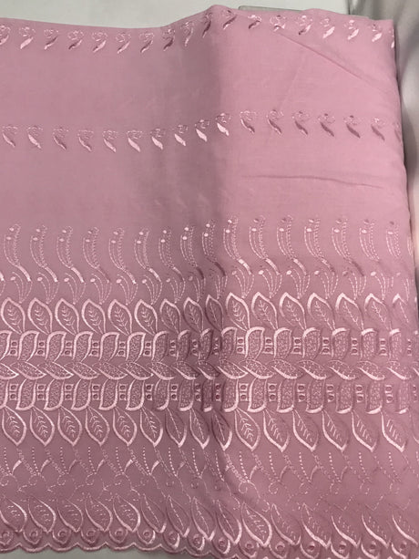 Single Border Eyelet Pink Polyester Cotton Fabric - Pink Eyelet Border, 43/44" Width (1 Yard)