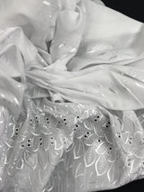 Single Border Eyelet White Polyester Cotton Fabric - White Embroider Eyelet, 43/44" Width (1 Yard)