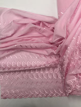 Single Border Eyelet Pink Polyester Cotton Fabric - Pink Eyelet Border, 43/44" Width (1 Yard)