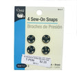 Sew-On Snaps Size 3 Metal Fabric - Black, 1/2"