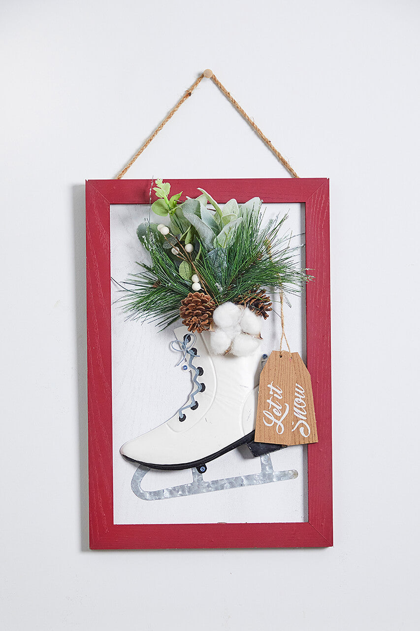 18" Wood Holiday Skate Hanging Wall Art