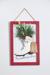 18" Wood Holiday Skate Hanging Wall Art