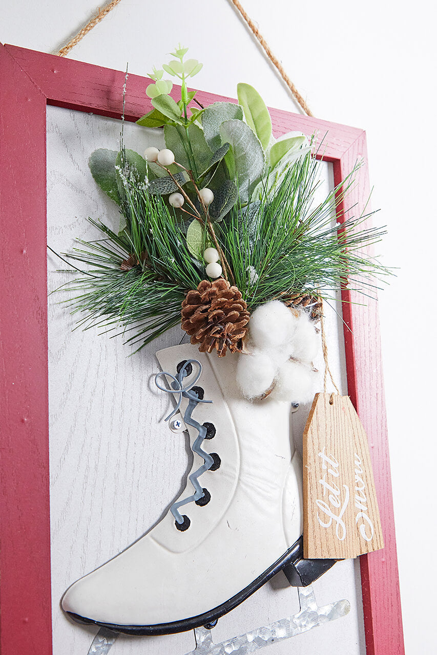 18" Wood Holiday Skate Hanging Wall Art