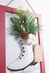 18" Wood Holiday Skate Hanging Wall Art
