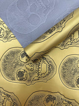 Skull Embossed Fake Leather Upholstery Fabric - Black, Gold, Lime Green, Orange, Purple, Yellow, 54" Width (1 Yard)