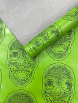 Skull Embossed Fake Leather Upholstery Fabric - Black, Gold, Lime Green, Orange, Purple, Yellow, 54" Width (1 Yard)