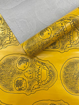 Skull Embossed Fake Leather Upholstery Fabric - Black, Gold, Lime Green, Orange, Purple, Yellow, 54" Width (1 Yard)