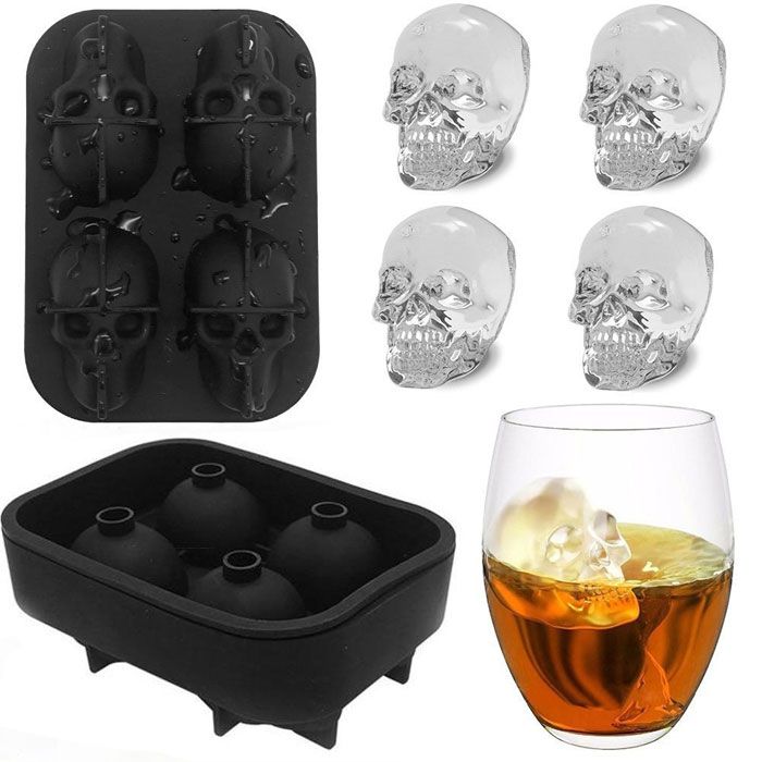 Halloween Skull 4pc Ice Mold Candy Chocolate Cupcakes