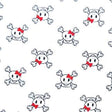 Cotton Lycra Knit Skulls with Red Bows on White
